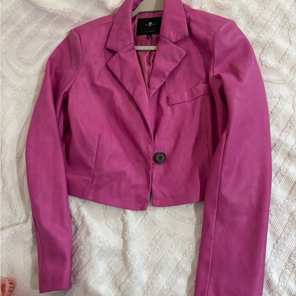 7 For All Mankind Fuchsia Blazer Faux leather